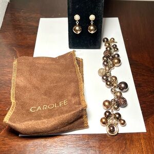 Carolee Gold and Bronze Earring and Toggle Bracelet set.